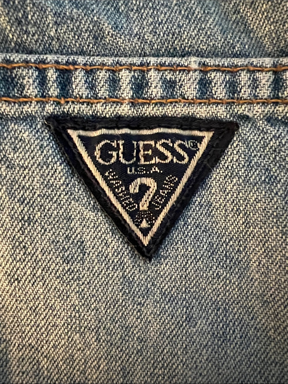 Vintage 90s Guess Triangle Logo High Rise Acid Wash Denim Shorts - One Owner - Picture 8 of 8